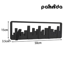 Cargar imagen en el visor de la galería, Perchero pared Skyline 49*15*5 cms en pvcy madera color negro
