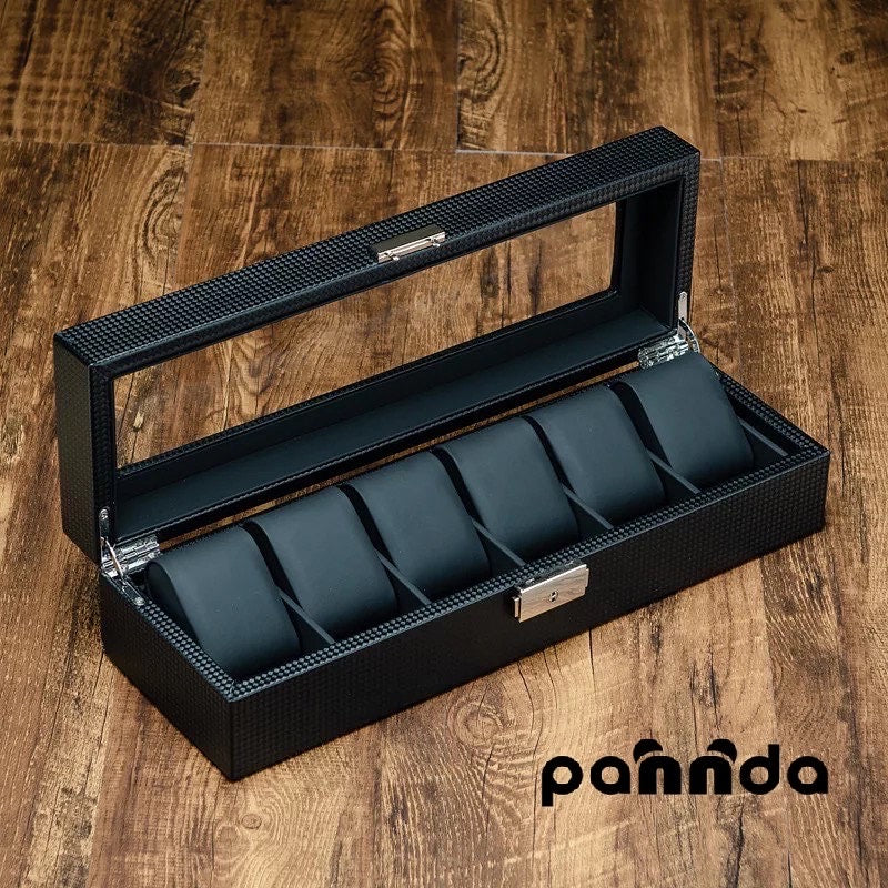 Caja En Cuero sintetico  Negro Para Organizar 6 almohadillas en cuero sintético extraíbles