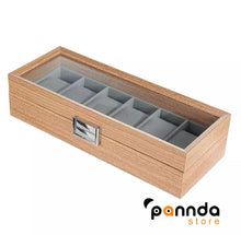 Cargar imagen en el visor de la galería, Caja En Madera Clara Para Organizar 6, 10, 12 Relojes Con Almohadas
